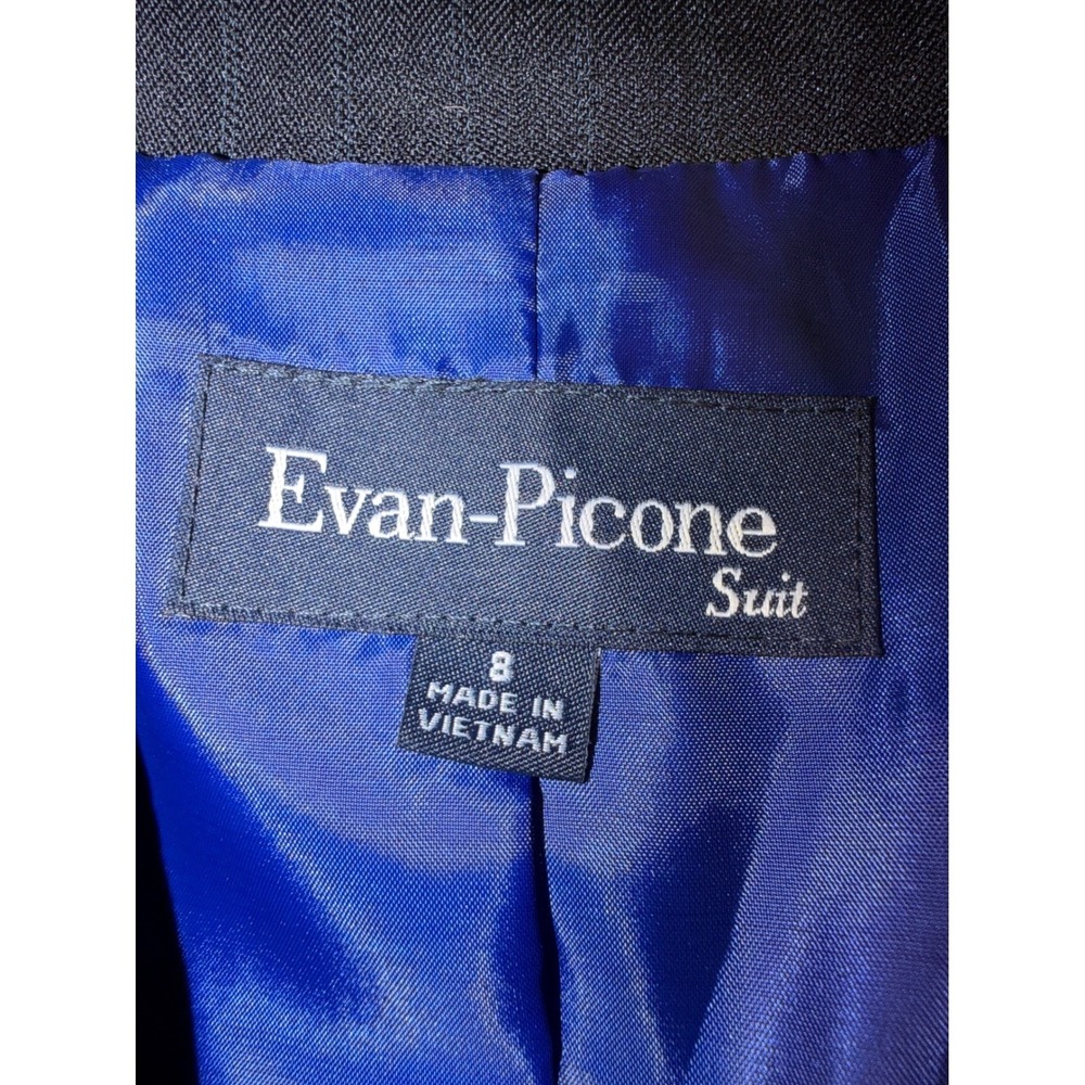NWT Evan-Picone Womens 2PC Pinstripe Pant Suit Black Cobalt Blue 8 50020151-9JU - Picture 4 of 14